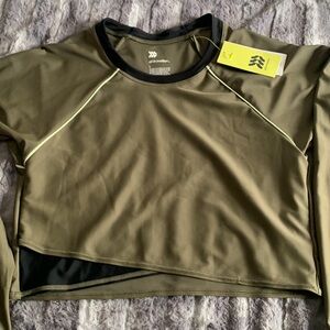 All in Motion Olive Green Long Sleeve Swim Crop | size L